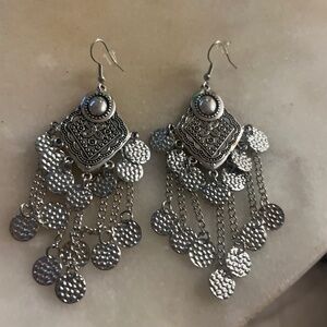 Silver boho gypsy earrings